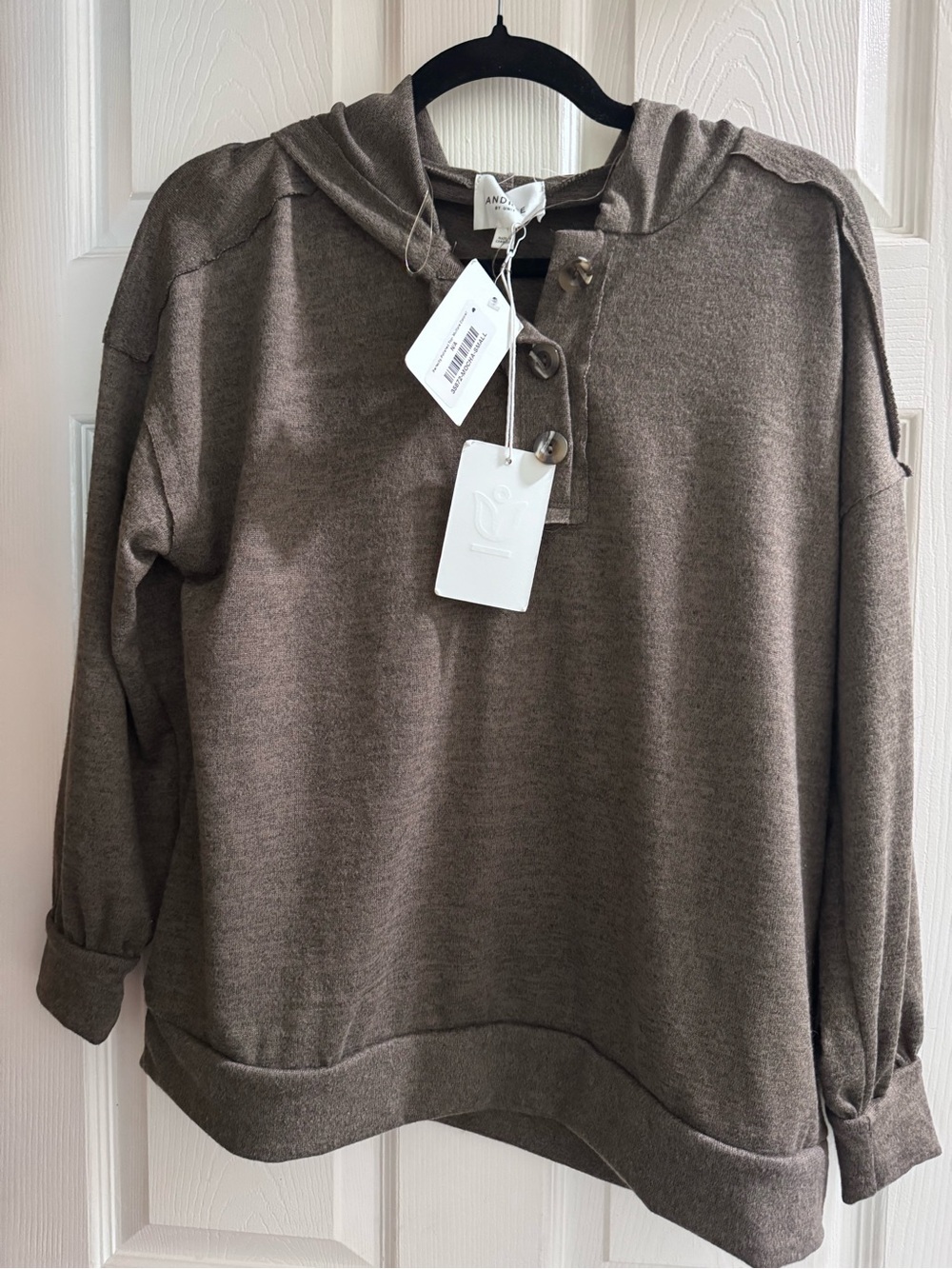 ANDREE BY UNIT Olive Brown Hooded Pullover